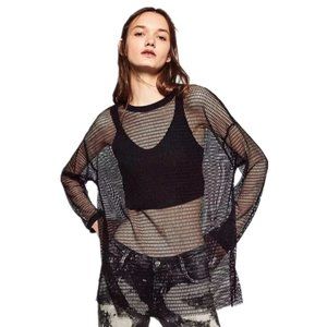 ZARA Long Sleeve Fishnet Mesh Tshirt